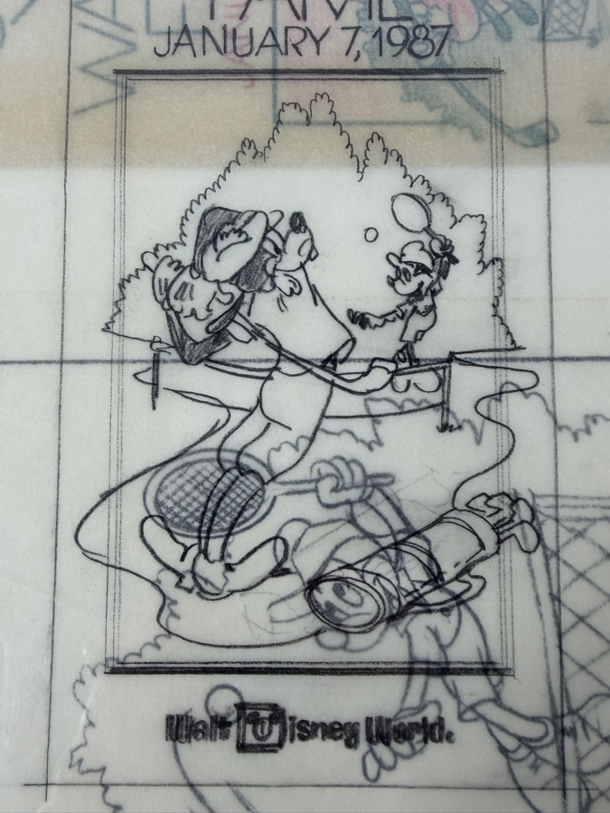 Set Of 3 Original Walt Disney Hand Drawn Goofy Golfer Golf Tournament Flyers 'Swing Your Way Into Fame 1/7/1987 WDW' Concept Drawings By Disney Artist Don Williams From The 2nd Official Disneyana Convention In 1993 At Disneyland Purchased For $700 In 1993 [Photo 12]