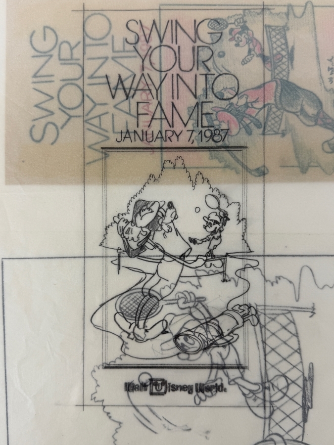 Set Of 3 Original Walt Disney Hand Drawn Goofy Golfer Golf Tournament Flyers 'Swing Your Way Into Fame 1/7/1987 WDW' Concept Drawings By Disney Artist Don Williams From The 2nd Official Disneyana Convention In 1993 At Disneyland Purchased For $700 In 1993 [Photo 10]