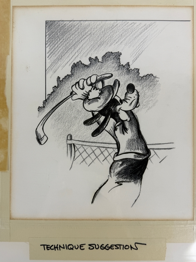 Set Of 3 Original Walt Disney Hand Drawn Goofy Golfer Golf Tournament Flyers 'Swing Your Way Into Fame 1/7/1987 WDW' Concept Drawings By Disney Artist Don Williams From The 2nd Official Disneyana Convention In 1993 At Disneyland Purchased For $700 In 1993 [Photo 2]