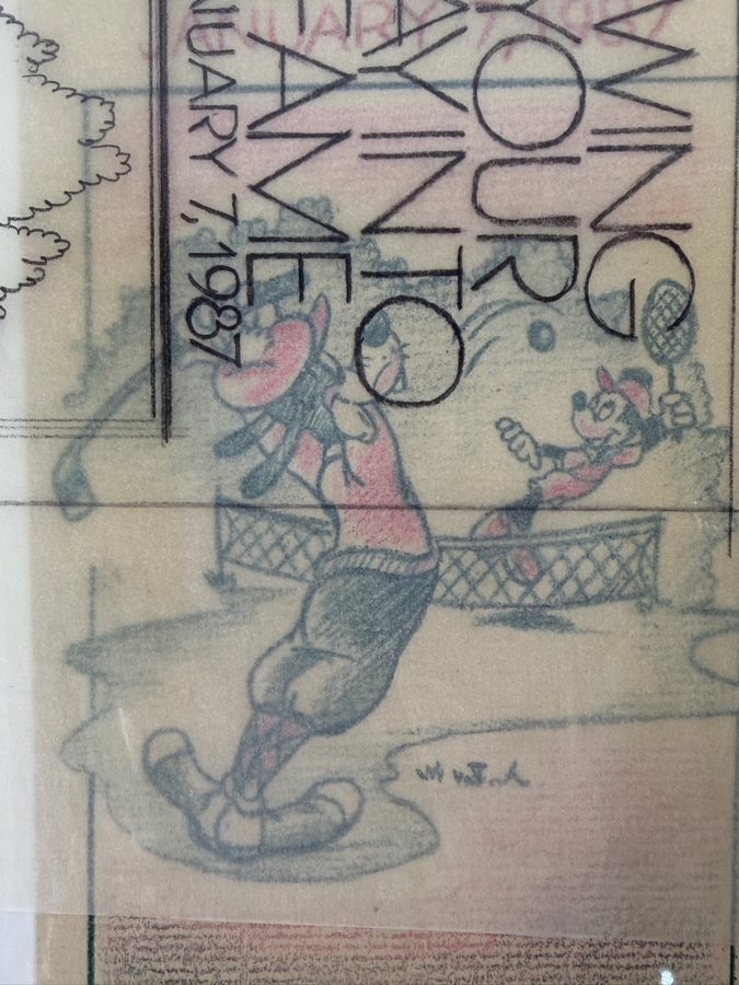 Set Of 3 Original Walt Disney Hand Drawn Goofy Golfer Golf Tournament Flyers 'Swing Your Way Into Fame 1/7/1987 WDW' Concept Drawings By Disney Artist Don Williams From The 2nd Official Disneyana Convention In 1993 At Disneyland Purchased For $700 In 1993 [Photo 6]