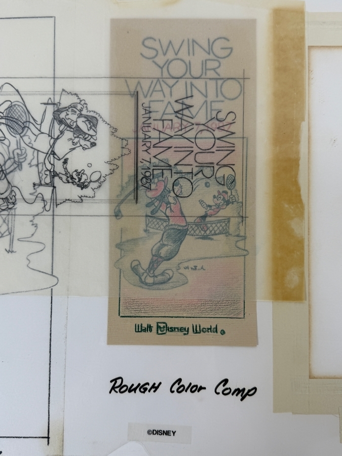 Set Of 3 Original Walt Disney Hand Drawn Goofy Golfer Golf Tournament Flyers 'Swing Your Way Into Fame 1/7/1987 WDW' Concept Drawings By Disney Artist Don Williams From The 2nd Official Disneyana Convention In 1993 At Disneyland Purchased For $700 In 1993 [Photo 4]