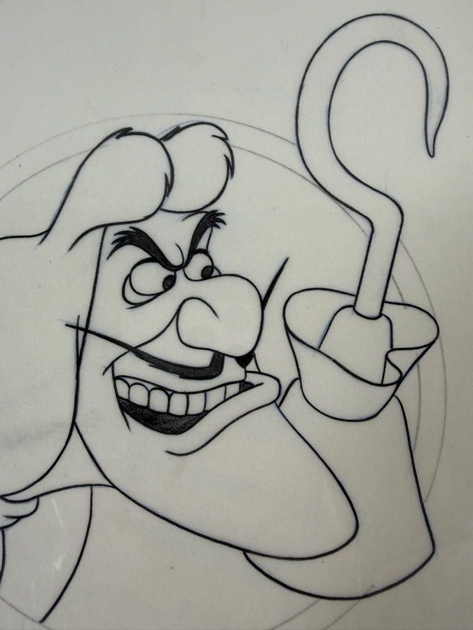 Original Walt Disney Hand Drawn Captain Hook From Peter Pan Apparel Artwork Concept Drawing By Disney Artist Alex Maher From The 2nd Official Disneyana Convention In 1993 At Disneyland Purchased For $240 In 1993 7 X 7 [Photo 3]