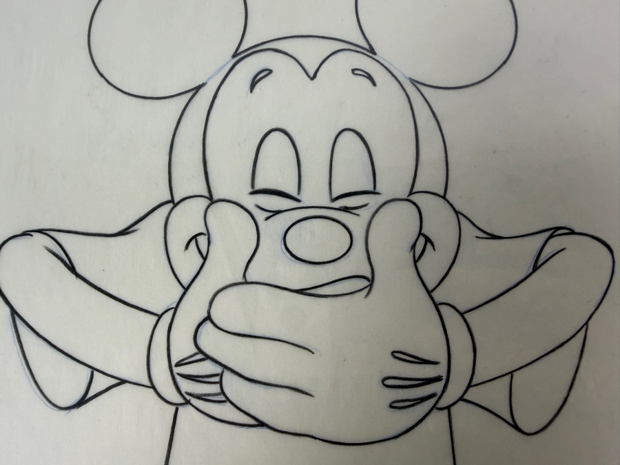 Original Walt Disney Hand Drawn Laughing Mickey Mouse Apparel Artwork Concept Drawing By Disney Artist Alex Maher From The 2nd Official Disneyana Convention In 1993 At Disneyland Purchased For $280 In 1993 8 X 7 [Photo 3]
