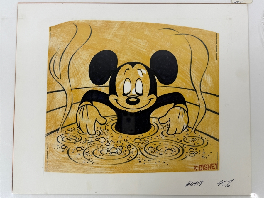 Original Walt Disney Hand Drawn Mickey Mouse In Hot Tub Concept Drawing By Disney Artist From The 2nd Official Disneyana Convention In 1993 At Disneyland Purchased For $400 In 1993 10.5 X 9.5 [Photo 3]