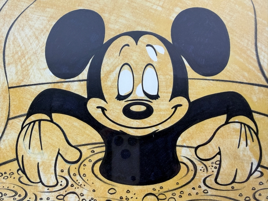 Original Walt Disney Hand Drawn Mickey Mouse In Hot Tub Concept Drawing By Disney Artist From The 2nd Official Disneyana Convention In 1993 At Disneyland Purchased For $400 In 1993 10.5 X 9.5 [Photo 8]