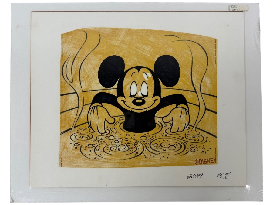 Original Walt Disney Hand Drawn Mickey Mouse In Hot Tub Concept Drawing By Disney Artist From The 2nd Official Disneyana Convention In 1993 At Disneyland Purchased For $400 In 1993 10.5 X 9.5 [Photo 2]