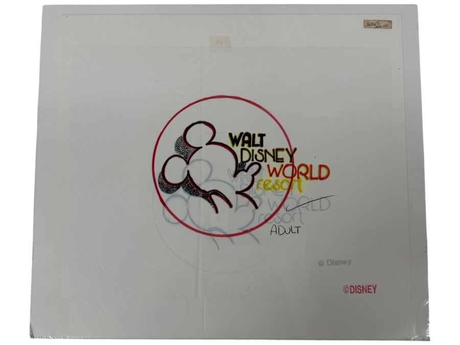 Original Walt Disney Hand Drawn 'WDW' Logo With Mickey Mouse Adult Shirt Concept Drawing By Disney Artist Darren Hunt From The 2nd Official Disneyana Convention In 1993 At Disneyland Purchased For $240 In 1993 8 X 7 [Photo 2]