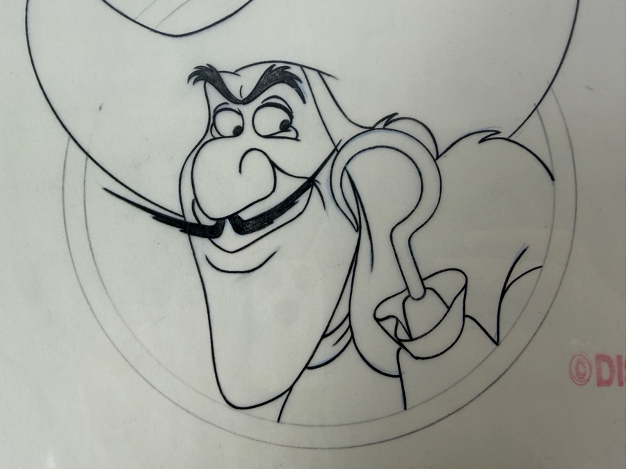 Original Walt Disney Hand Drawn Captain Hook Head From Peter Pan Apparel Art Concept Drawing By Disney Artist Alex Maher From The 2nd Official Disneyana Convention In 1993 At Disneyland Purchased For $240 In 1993 8 X 7 [Photo 4]