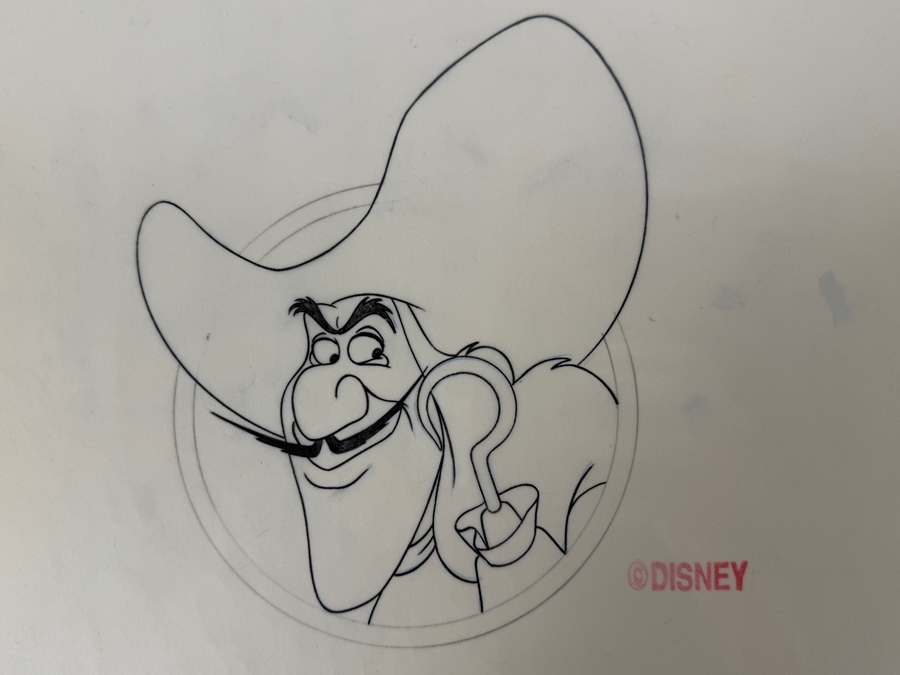 Original Walt Disney Hand Drawn Captain Hook Head From Peter Pan Apparel Art Concept Drawing By Disney Artist Alex Maher From The 2nd Official Disneyana Convention In 1993 At Disneyland Purchased For $240 In 1993 8 X 7