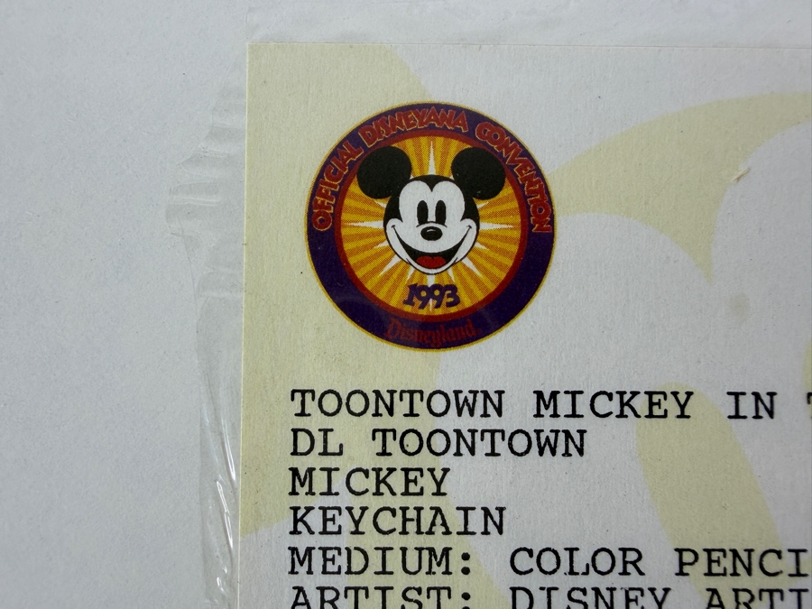 Original Walt Disney Hand Drawn Disneyland Toontown Mickey Mouse In Trolley Keychain Concept Drawing By Disney Artist Darren Hunt From The 2nd Official Disneyana Convention In 1993 At Disneyland Purchased For $350 In 1993 8 X 7 [Photo 13]