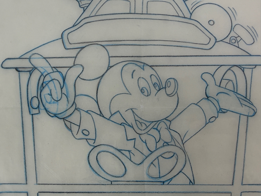 Original Walt Disney Hand Drawn Disneyland Toontown Mickey Mouse In Trolley Keychain Concept Drawing By Disney Artist Darren Hunt From The 2nd Official Disneyana Convention In 1993 At Disneyland Purchased For $350 In 1993 8 X 7 [Photo 4]