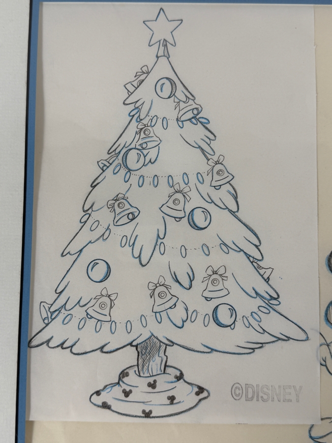 Original Walt Disney Hand Drawn Mickey Mouse And Pluto At Christmas Fireplace Christmas Bells Packaging Design Concept Drawing By Disney Artist Darren Hunt Purchased For $872 From The 1st Disneyana Convention In 1992 At Walt Disney World Resort 11 X 7 [Photo 8]