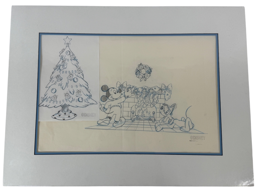 Original Walt Disney Hand Drawn Mickey Mouse And Pluto At Christmas Fireplace Christmas Bells Packaging Design Concept Drawing By Disney Artist Darren Hunt Purchased For $872 From The 1st Disneyana Convention In 1992 At Walt Disney World Resort 11 X 7 [Photo 2]