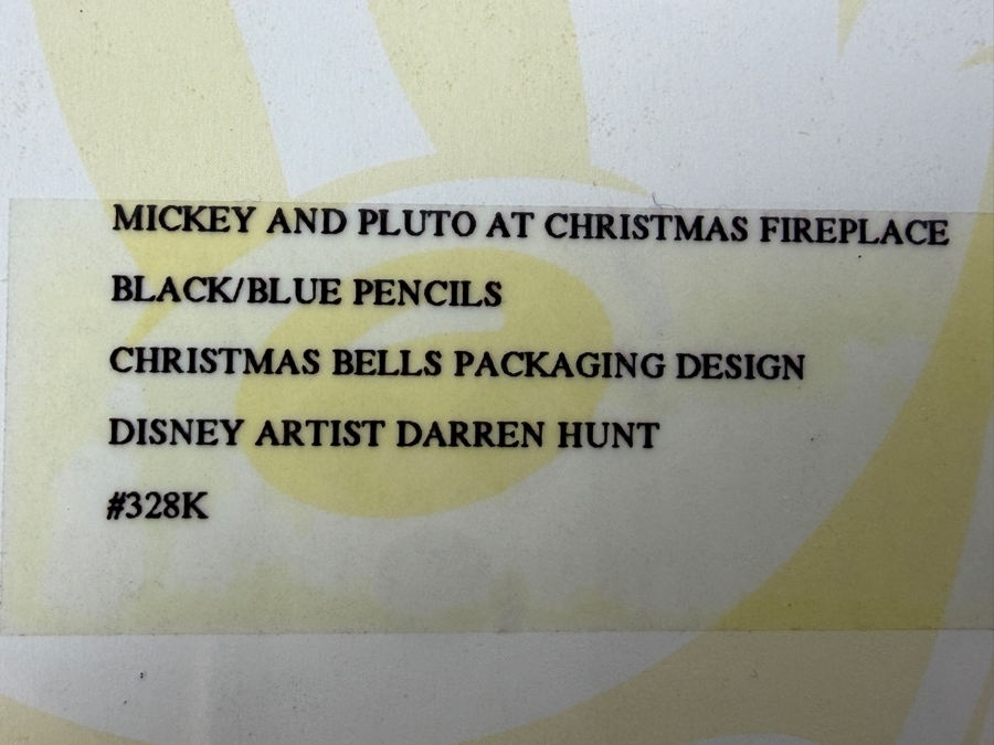 Original Walt Disney Hand Drawn Mickey Mouse And Pluto At Christmas Fireplace Christmas Bells Packaging Design Concept Drawing By Disney Artist Darren Hunt Purchased For $872 From The 1st Disneyana Convention In 1992 At Walt Disney World Resort 11 X 7 [Photo 16]