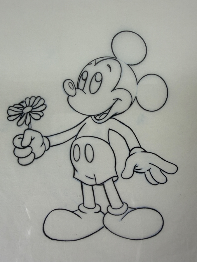 (2) Original Walt Disney Hand Drawn Mickey Mouse And Flowers Fashion Garment Concept Drawings By Disney Artist Alex Maher From The 2nd Official Disneyana Convention In 1993 At Disneyland Purchased For $640 In 1993 10 X 6 [Photo 8]