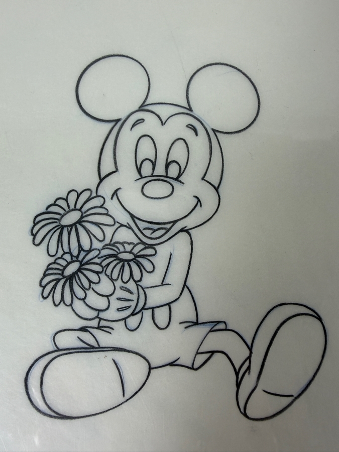 (2) Original Walt Disney Hand Drawn Mickey Mouse And Flowers Fashion Garment Concept Drawings By Disney Artist Alex Maher From The 2nd Official Disneyana Convention In 1993 At Disneyland Purchased For $640 In 1993 10 X 6 [Photo 9]