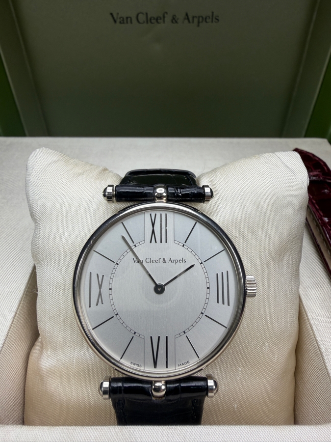 Van Cleef & Arpels 18k Gold Men's Watch With Original Box And Extra Leather Watch Band No. 145597 302032 43.6g Retails $11,000 [Photo 5]