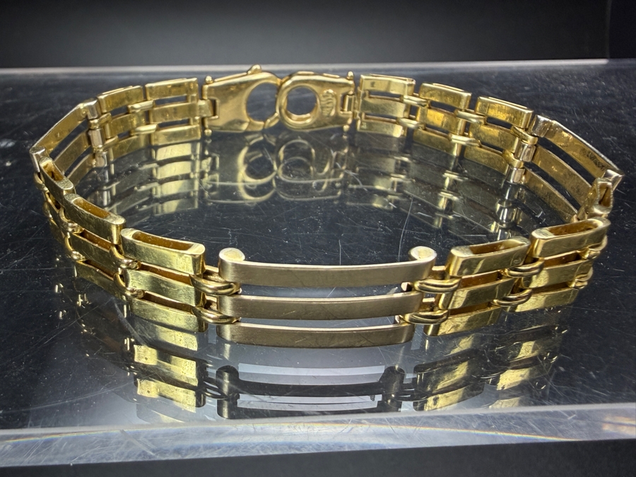 14k Gold Men's Italian 8' Bracelet 16.9g - $1,490 Gold Melt Value [Photo 2]