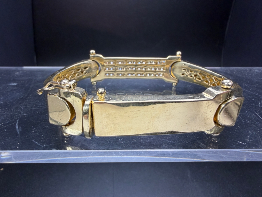 Stunning 14k Gold Men's Bracelet Accented With (39) 2.5mm Round Brilliant Diamonds Est. 2.35cttw SI1-SI2 G-H 2 7/8'W 77.8g Signed M CRAFT Apx $6,850 Gold Melt Value - Retails For $36,000 [Photo 12]