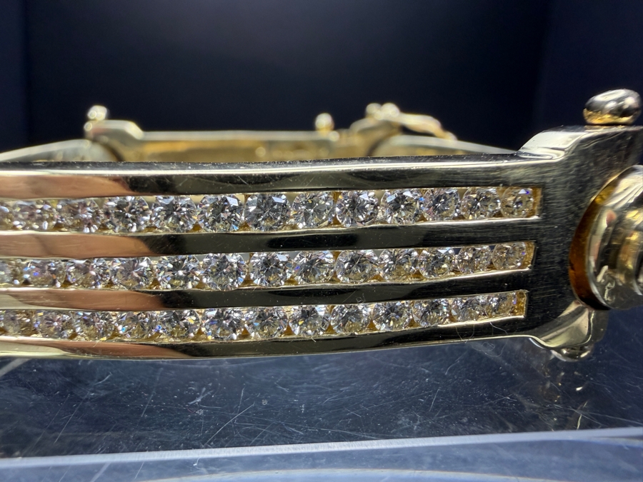 Stunning 14k Gold Men's Bracelet Accented With (39) 2.5mm Round Brilliant Diamonds Est. 2.35cttw SI1-SI2 G-H 2 7/8'W 77.8g Signed M CRAFT Apx $6,850 Gold Melt Value - Retails For $36,000 [Photo 8]