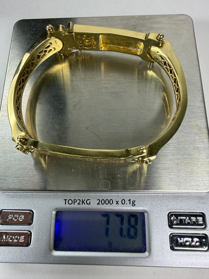 Stunning 14k Gold Men's Bracelet Accented With (39) 2.5mm Round Brilliant Diamonds Est. 2.35cttw SI1-SI2 G-H 2 7/8'W 77.8g Signed M CRAFT Apx $6,850 Gold Melt Value - Retails For $36,000 [Photo 18]