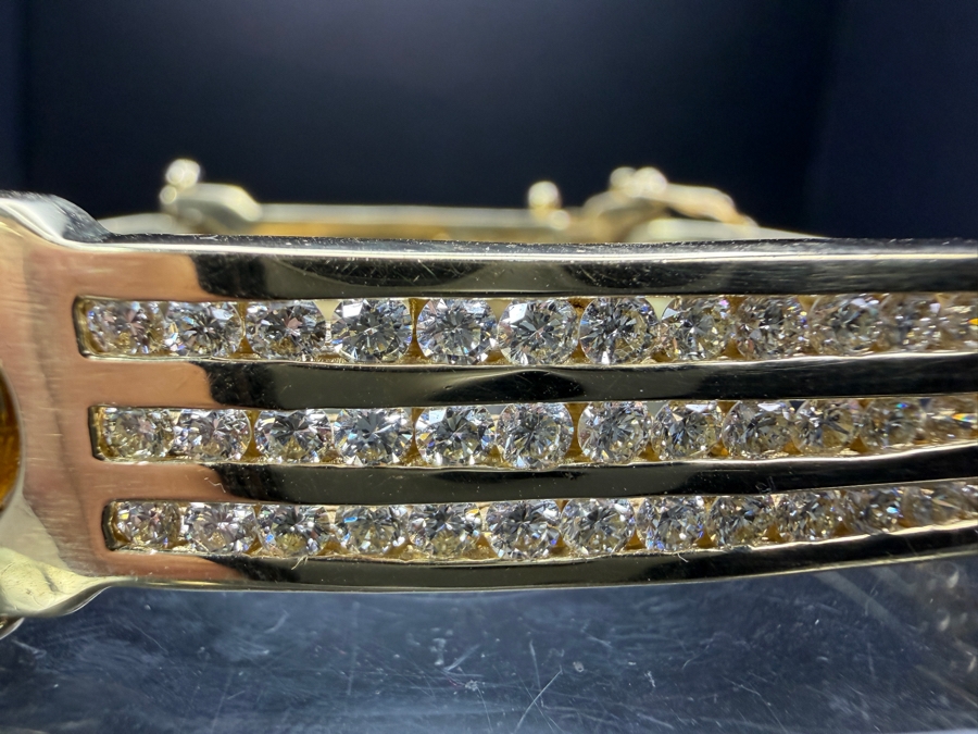 Stunning 14k Gold Men's Bracelet Accented With (39) 2.5mm Round Brilliant Diamonds Est. 2.35cttw SI1-SI2 G-H 2 7/8'W 77.8g Signed M CRAFT Apx $6,850 Gold Melt Value - Retails For $36,000 [Photo 7]