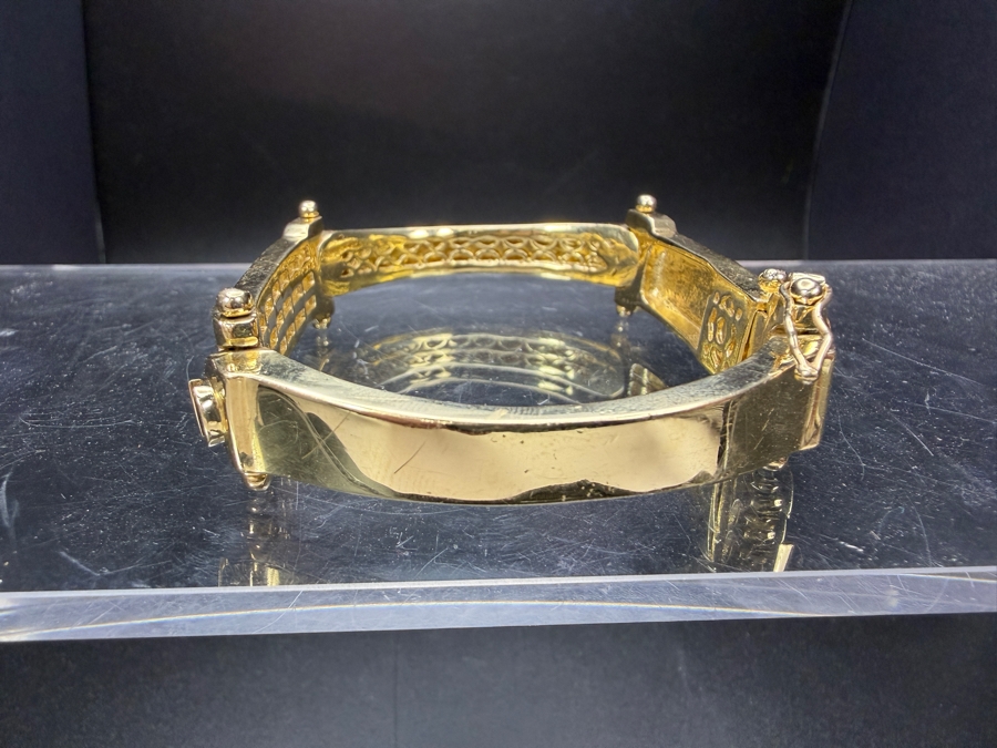 Stunning 14k Gold Men's Bracelet Accented With (39) 2.5mm Round Brilliant Diamonds Est. 2.35cttw SI1-SI2 G-H 2 7/8'W 77.8g Signed M CRAFT Apx $6,850 Gold Melt Value - Retails For $36,000 [Photo 11]