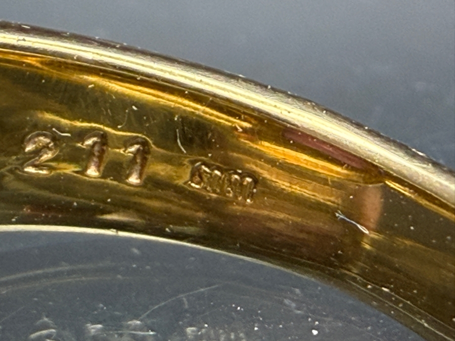 18k Gold Men's 6.5 X 5.5mm Pink Sapphire Ring Accented With (2) 1.8mm Round Brilliant Diamonds Est. .06cttw Size 7.75 9.4g Retails $7,000 [Photo 10]