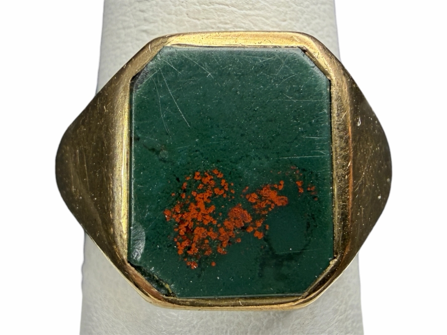 9k Gold Men's 11.5 X 9mm Bloodstone Ring Size 6.75 7.7g Retails $2,200