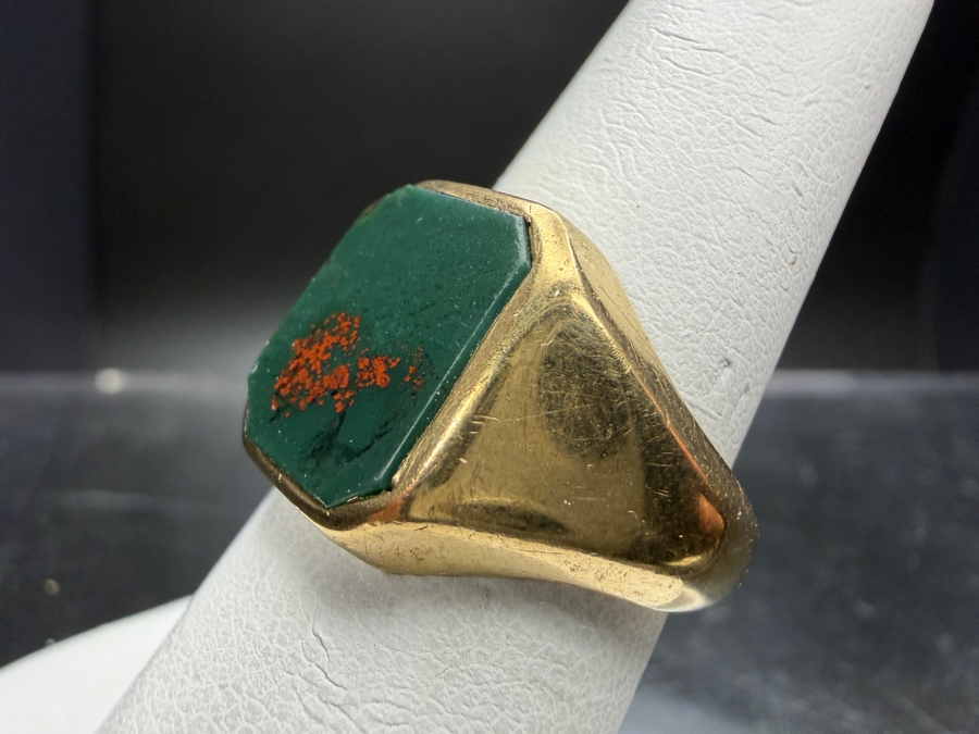 9k Gold Men's 11.5 X 9mm Bloodstone Ring Size 6.75 7.7g Retails $2,200 [Photo 3]