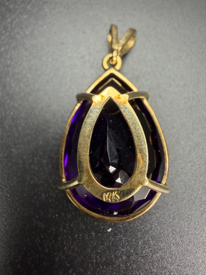 Large 14k Gold 28 X 20 Pear Shape Amethyst Est. 30-35ct 13.1g 1 3/8'L Retails $3,000 [Photo 5]