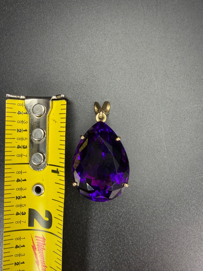 Large 14k Gold 28 X 20 Pear Shape Amethyst Est. 30-35ct 13.1g 1 3/8'L Retails $3,000 [Photo 9]
