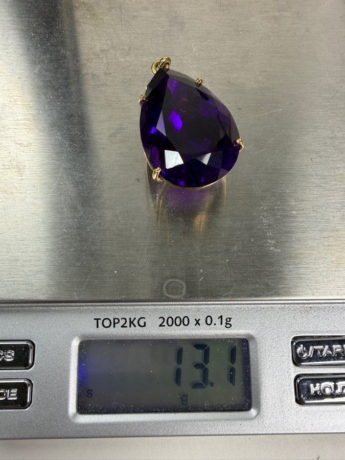 Large 14k Gold 28 X 20 Pear Shape Amethyst Est. 30-35ct 13.1g 1 3/8'L Retails $3,000 [Photo 10]