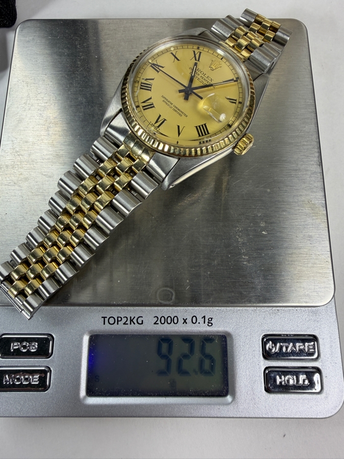 Men's Vintage 1978 Rolex Oyster Perpetual Datejust Watch 14k & Stainless Quickset Roman Numeral Dial Serial Number 5611694 Model No. 16013 92.6g (Serviced A Year Ago) Retails $12,000 [Photo 11]