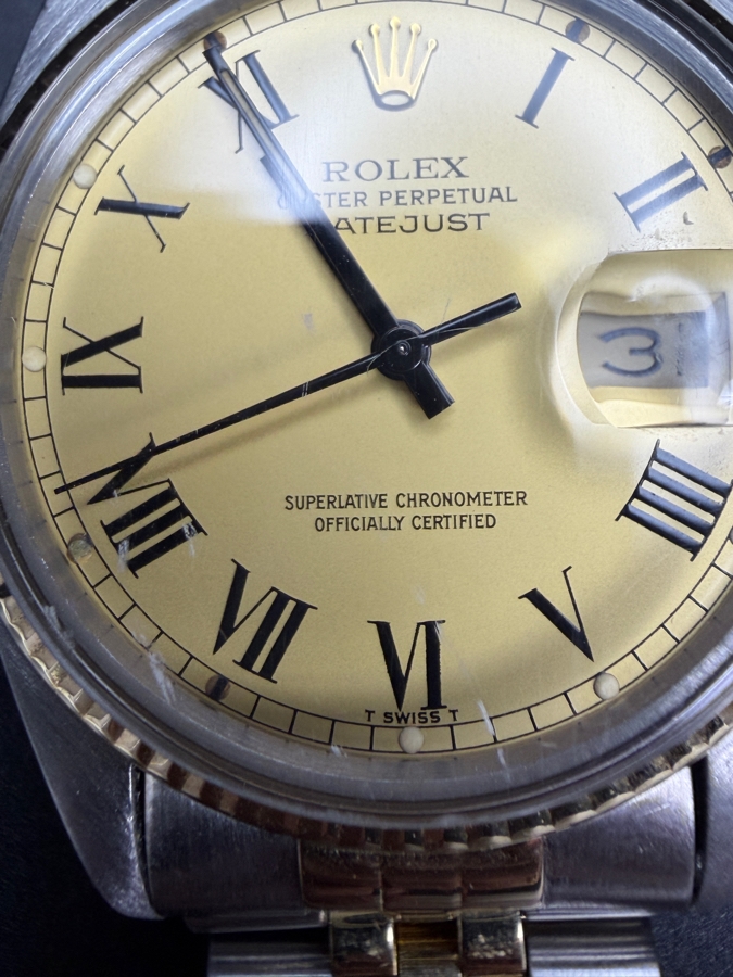 Men's Vintage 1978 Rolex Oyster Perpetual Datejust Watch 14k & Stainless Quickset Roman Numeral Dial Serial Number 5611694 Model No. 16013 92.6g (Serviced A Year Ago) Retails $12,000 [Photo 4]