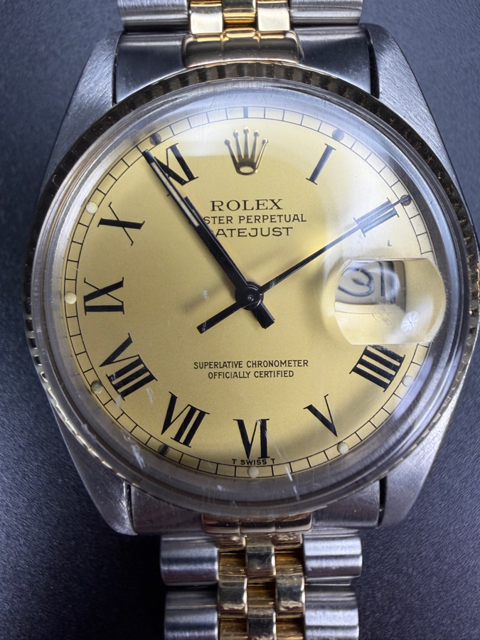 Men's Vintage 1978 Rolex Oyster Perpetual Datejust Watch 14k & Stainless Quickset Roman Numeral Dial Serial Number 5611694 Model No. 16013 92.6g (Serviced A Year Ago) Retails $12,000 [Photo 2]