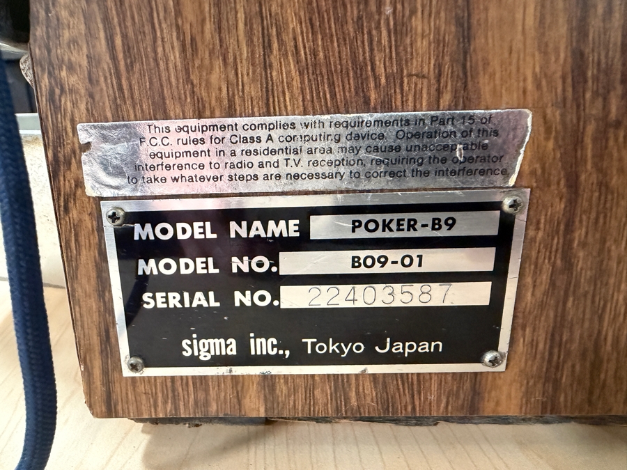 Vintage TV-Poker Slot Machine From The Gold Coast Hotel And Casino In Las Vegas (Specifically From The McCarrran Airport (Harry Reid) In Las Vegas, NV) Model POKER-B9 B09-01 By Sigma Inc., Tokyo, Japan 17W X 20.5D X 41H [Photo 7]