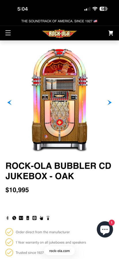Rock-Ola CD-8 Bubbler Jukebox - 33W X 24D X 62H (Needs Minor Servicing - Top Right Bubbler Is Off Track / Lower CD Selection Cards Stick Sometimes) Retails $10,995 [Photo 25]