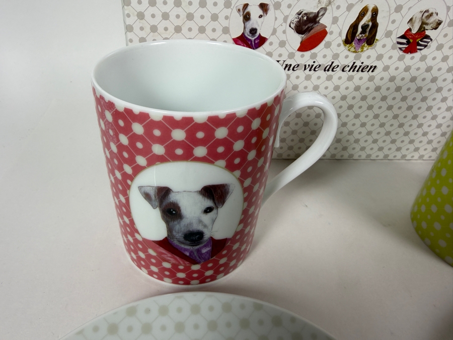 Medard de Noblat 'Une Vie de Chien' ('A Dog's Life') Porcelain Mug And Saucer Set Featuring Anthropomorphic Dog Designs With Original Boxes [Photo 3]