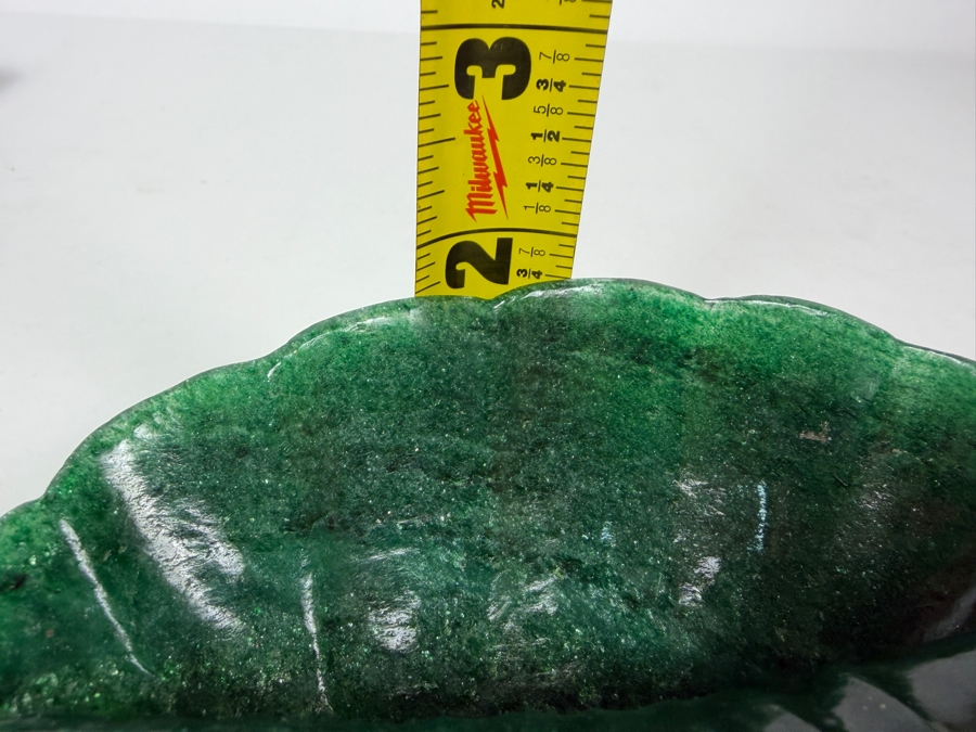 Hand Carved Aventurine Shell Trinket Dish Cased In A Purple Velvet Box 6W X 3D X 2H [Photo 10]