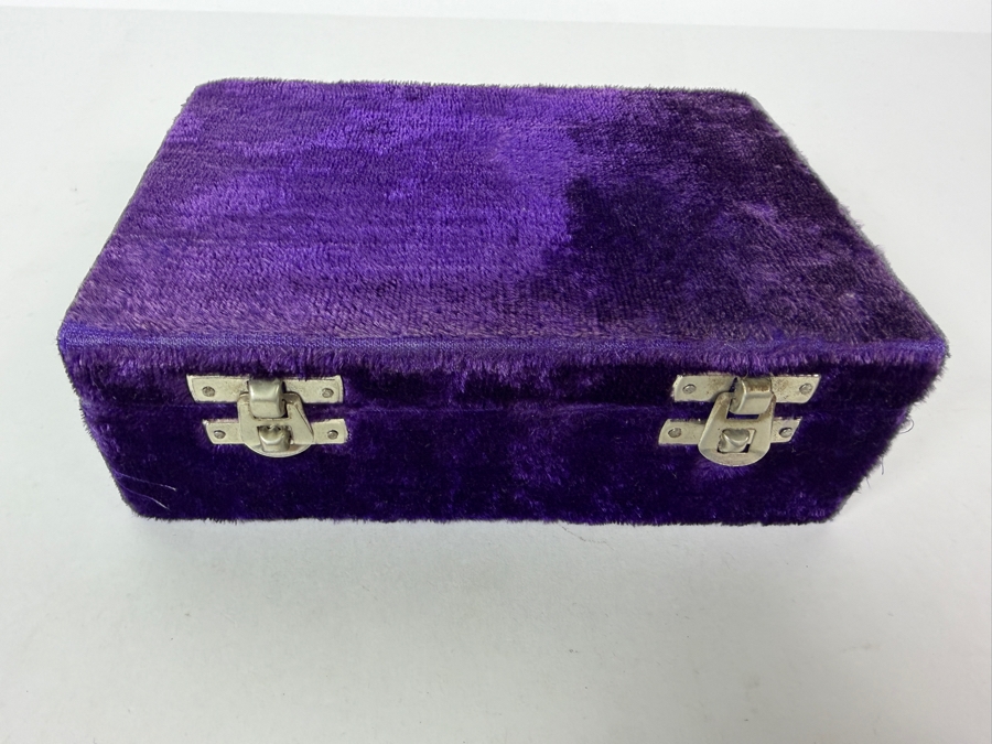 Hand Carved Aventurine Shell Trinket Dish Cased In A Purple Velvet Box 6W X 3D X 2H [Photo 7]