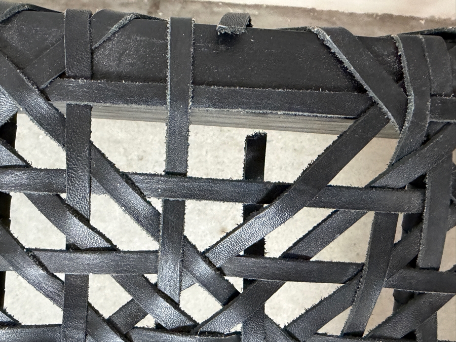 Safavieh Black Bandelier Leather Weave Bench (One Strap Needs Repair) 48W X 16D X 18H [Photo 4]