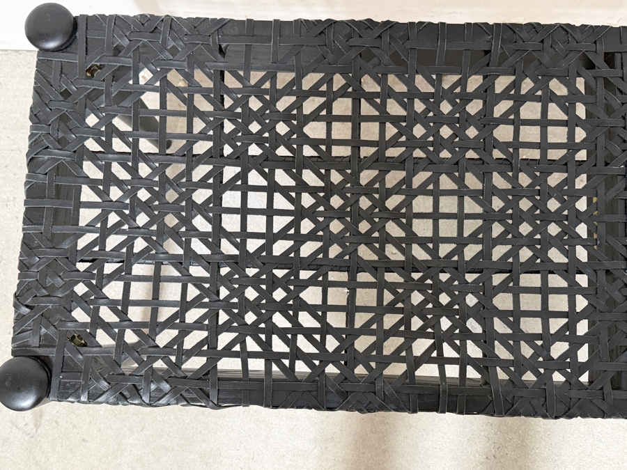 Safavieh Black Bandelier Leather Weave Bench (One Strap Needs Repair) 48W X 16D X 18H [Photo 5]