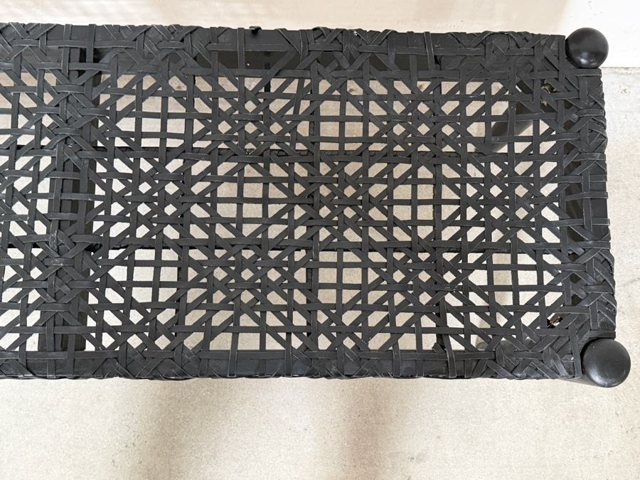 Safavieh Black Bandelier Leather Weave Bench (One Strap Needs Repair) 48W X 16D X 18H [Photo 7]