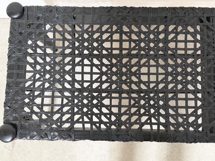 Safavieh Black Bandelier Leather Weave Bench (One Strap Needs Repair) 48W X 16D X 18H [Photo 6]
