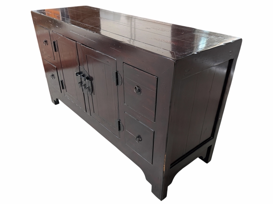 Pottery Barn Emmett Wooden Console Table Buffet TV Stand With Classic Chinese-style Hardware 54W X 18D X 30H [Photo 4]