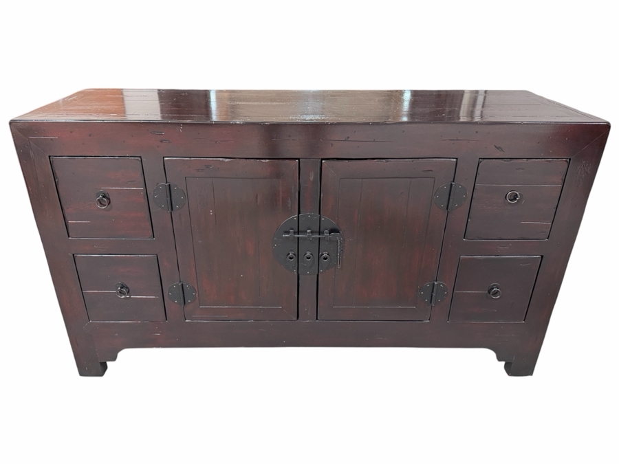 Pottery Barn Emmett Wooden Console Table Buffet TV Stand With Classic Chinese-style Hardware 54W X 18D X 30H [Photo 2]