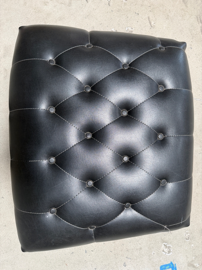 Vintage Mid-Century Modern George Mulhauser Mr. Chair Lounge Chair And Ottoman For Plycraft In Black Leatherette (See Photos For Several Small Tears) [Photo 16]