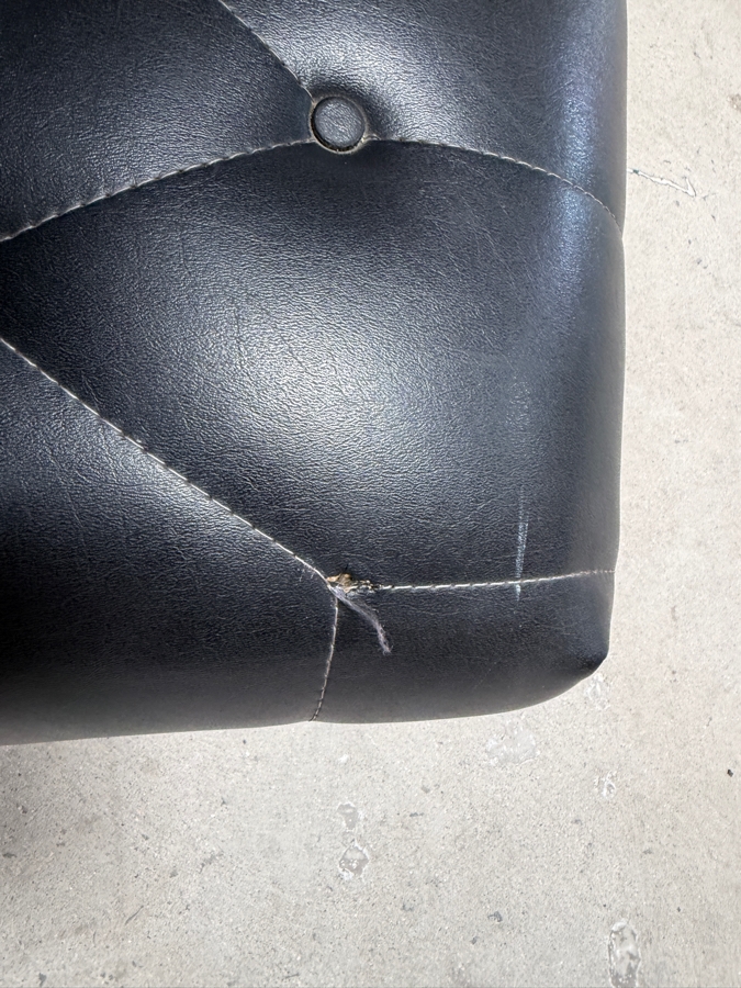 Vintage Mid-Century Modern George Mulhauser Mr. Chair Lounge Chair And Ottoman For Plycraft In Black Leatherette (See Photos For Several Small Tears) [Photo 17]