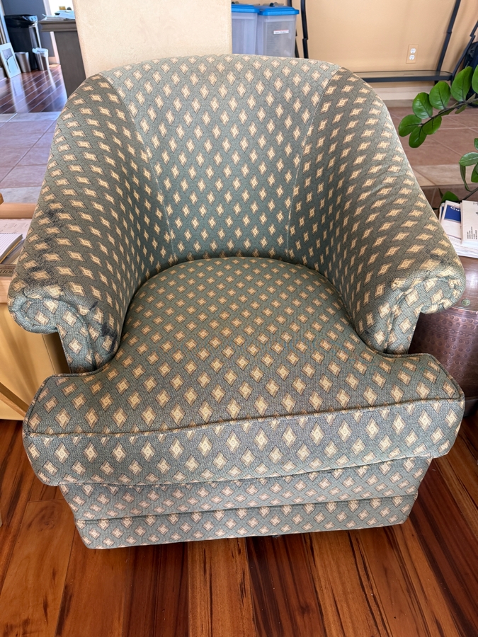 Just Added - Pair Of Thomasville Upholstered Swivel Barrel Chairs 32W X 35D X 33H
 [Photo 7]